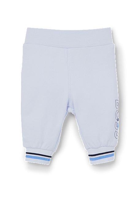 Baby tracksuit bottoms with printed and embroidered logo, Light Blue