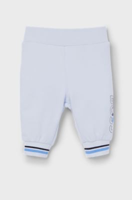 Baby tracksuit bottoms with printed and embroidered logo, Light Blue