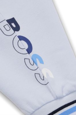 Baby tracksuit bottoms with printed and embroidered logo, Light Blue