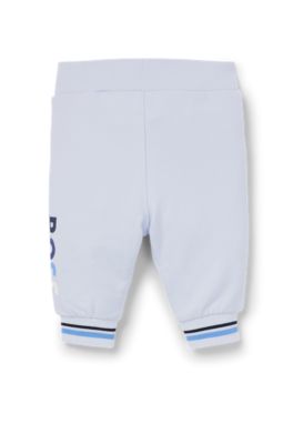 Baby tracksuit bottoms with printed and embroidered logo, Light Blue