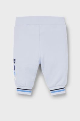 Baby tracksuit bottoms with printed and embroidered logo, Light Blue