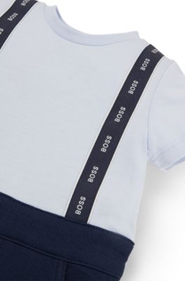Baby two-in-one playsuit with logo details, Light Blue