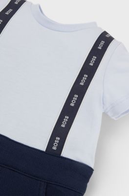 Baby two-in-one playsuit with logo details, Light Blue
