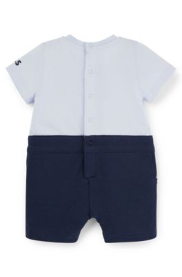 Baby two-in-one playsuit with logo details, Light Blue