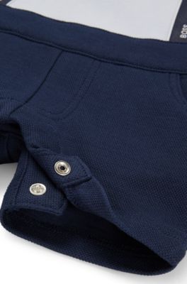 Baby two-in-one playsuit with logo details, Light Blue