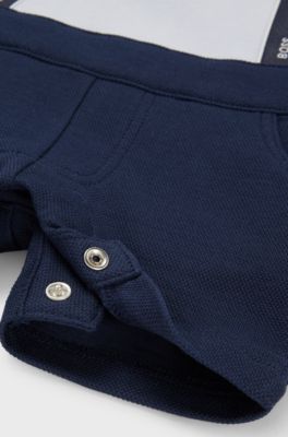 Baby two-in-one playsuit with logo details, Light Blue