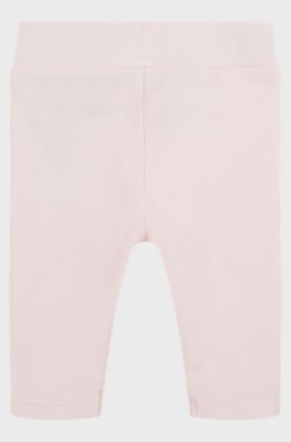 Baby leggings in stretch cotton with logo print, light pink