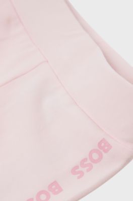Baby leggings in stretch cotton with logo print, light pink