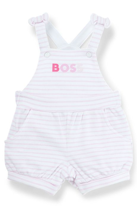 HUGO BOSS Donna Abbigliamento Tute e salopette Salopette Salopette per neonati in cotone a righe con logo stampato 