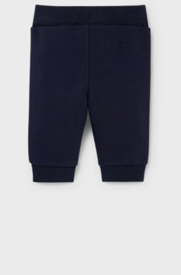 Baby tracksuit bottoms in French terry with logo print, Dark Blue