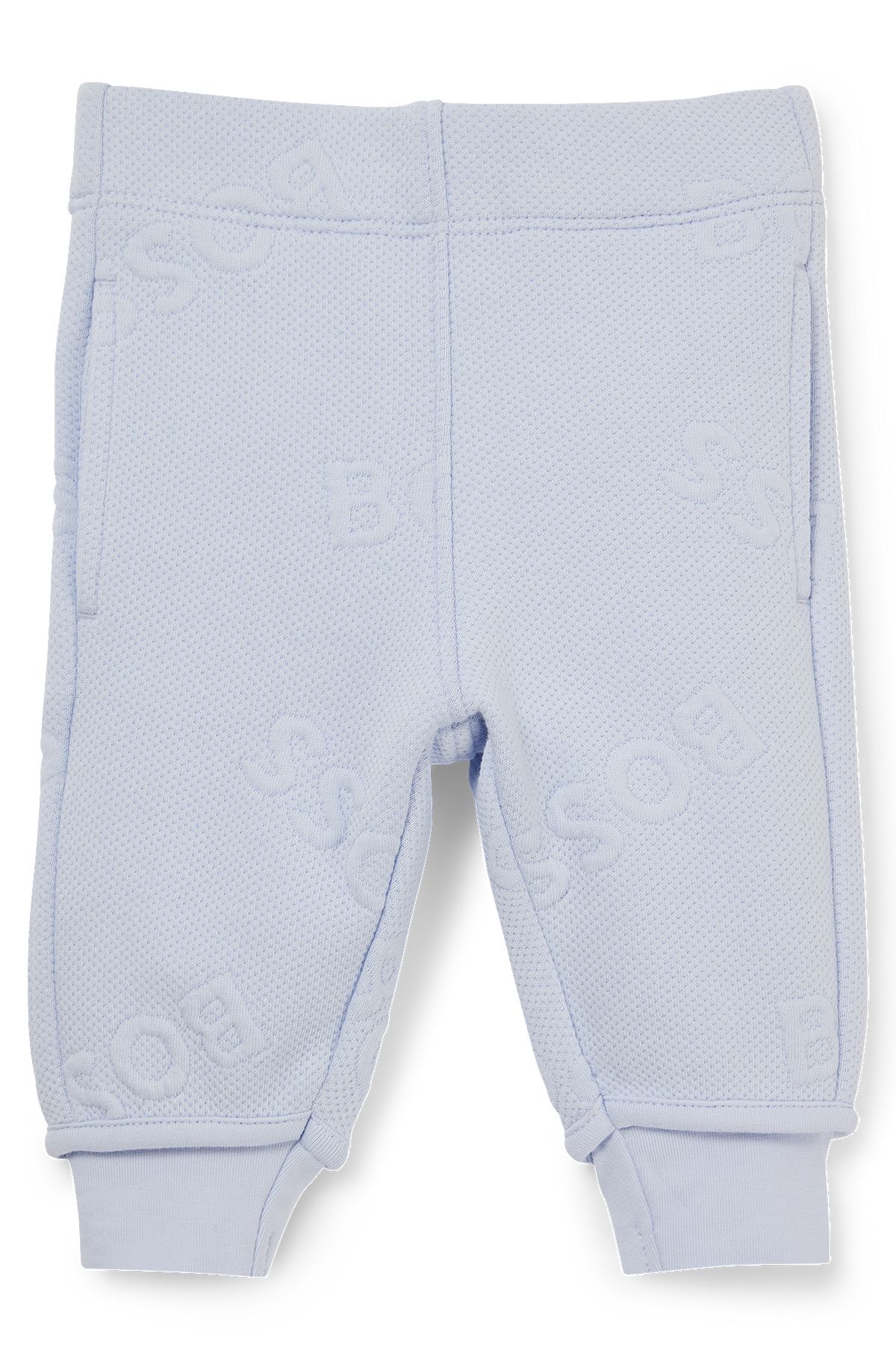 Pantalones de chándal en mezcla de algodón para bebé con detalle de logo, Celeste