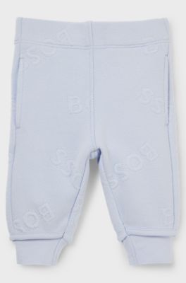 Baby cotton-blend tracksuit bottoms with logo details, Light Blue