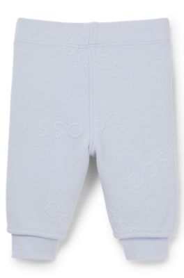 Baby cotton-blend tracksuit bottoms with logo details, Light Blue