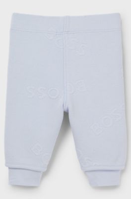 Baby cotton-blend tracksuit bottoms with logo details, Light Blue