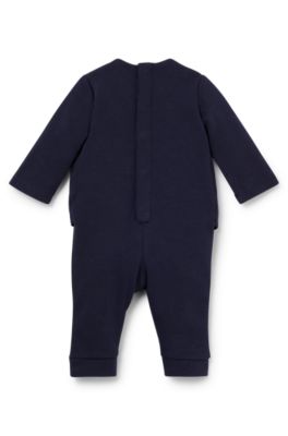 Gift-boxed suit-style baby outfit with embroidered logo, Dark Blue