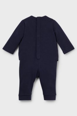 Gift-boxed suit-style baby outfit with embroidered logo, Dark Blue
