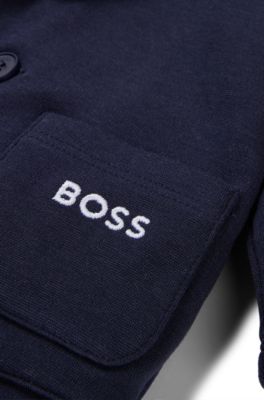 Gift-boxed suit-style baby outfit with embroidered logo, Dark Blue