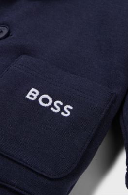 Gift-boxed suit-style baby outfit with embroidered logo, Dark Blue