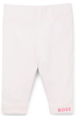 Baby leggings with logo-print hem, light pink
