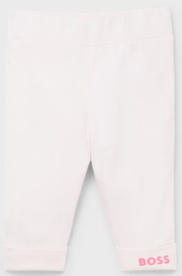 Baby leggings with logo-print hem, light pink