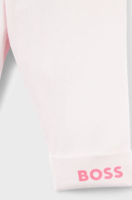 Baby leggings with logo-print hem, light pink