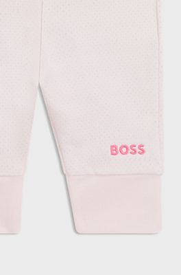 Baby cotton-blend tracksuit bottoms with embroidered logo, Light Pink