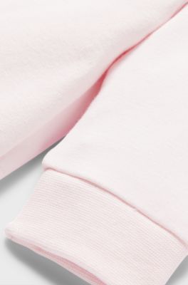 Baby hooded bodysuit in cotton-blend fleece, Light Pink