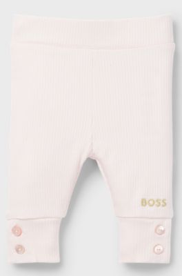 Baby leggings in a striped stretch-cotton blend, Light Pink
