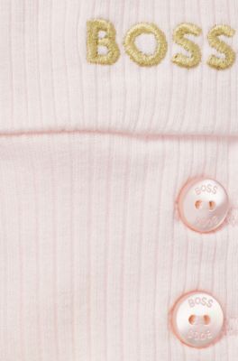 Baby leggings in a striped stretch-cotton blend, Light Pink
