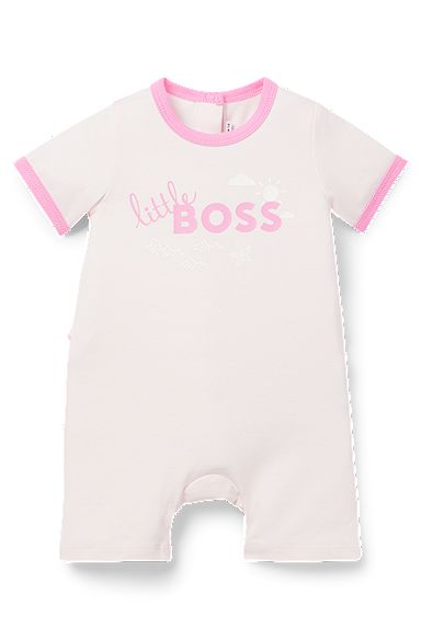 Combishort pour bébé en coton à logo et motif artistique imprimés, Rose clair