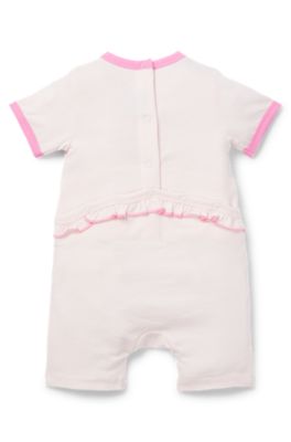 Legedragt til babyer i bomuld med logotryk og grafik, Lys pink