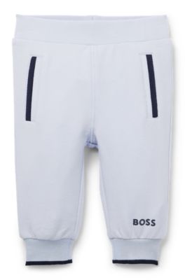 Baby tracksuit bottoms in French terry with logo print, Light Blue