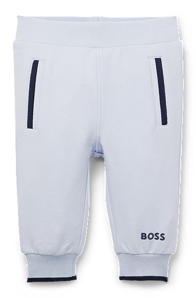 Baby tracksuit bottoms in French terry with logo print, Light Blue