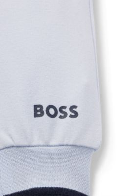 Baby tracksuit bottoms in French terry with logo print, Light Blue