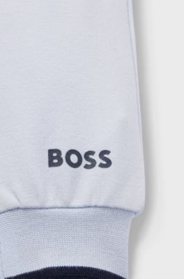 Baby tracksuit bottoms in French terry with logo print, Light Blue