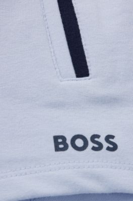 Baby shorts in stretch cotton with logo print, Light Blue