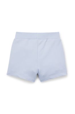 Baby shorts in stretch cotton with logo print, Light Blue