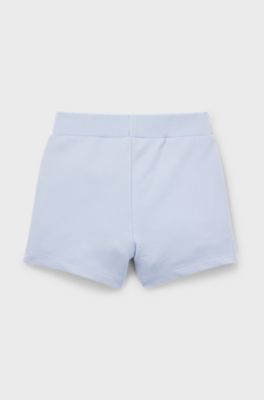 Baby shorts in stretch cotton with logo print, Light Blue