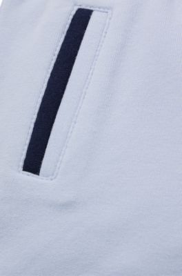 Baby shorts in stretch cotton with logo print, Light Blue