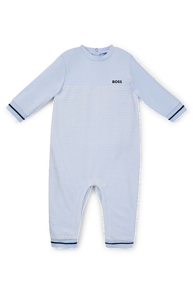 Baby all-in-one in a striped cotton blend, Light Blue