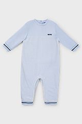 Baby all-in-one in a striped cotton blend, Light Blue