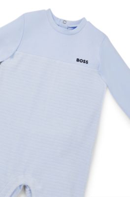 ベビー オールインワン ストライプ コットンブレンド, ライトブルー