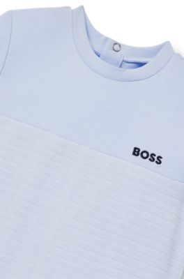 ベビー オールインワン ストライプ コットンブレンド, ライトブルー