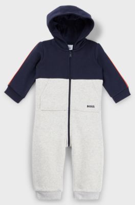 Baby fleece all-in-one with logo embroidery, Dark Blue