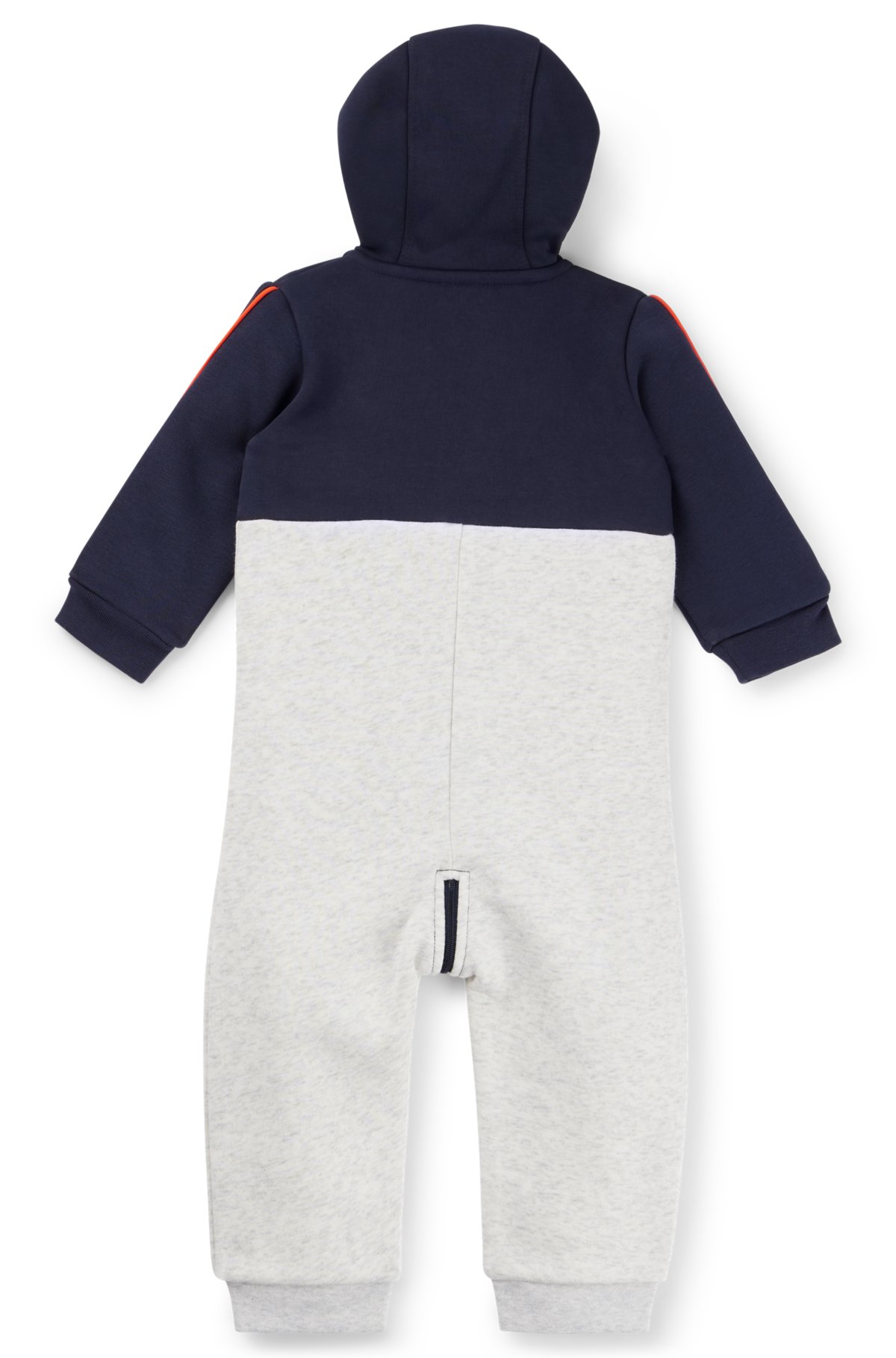 Baby fleece all-in-one with logo embroidery, Dark Blue