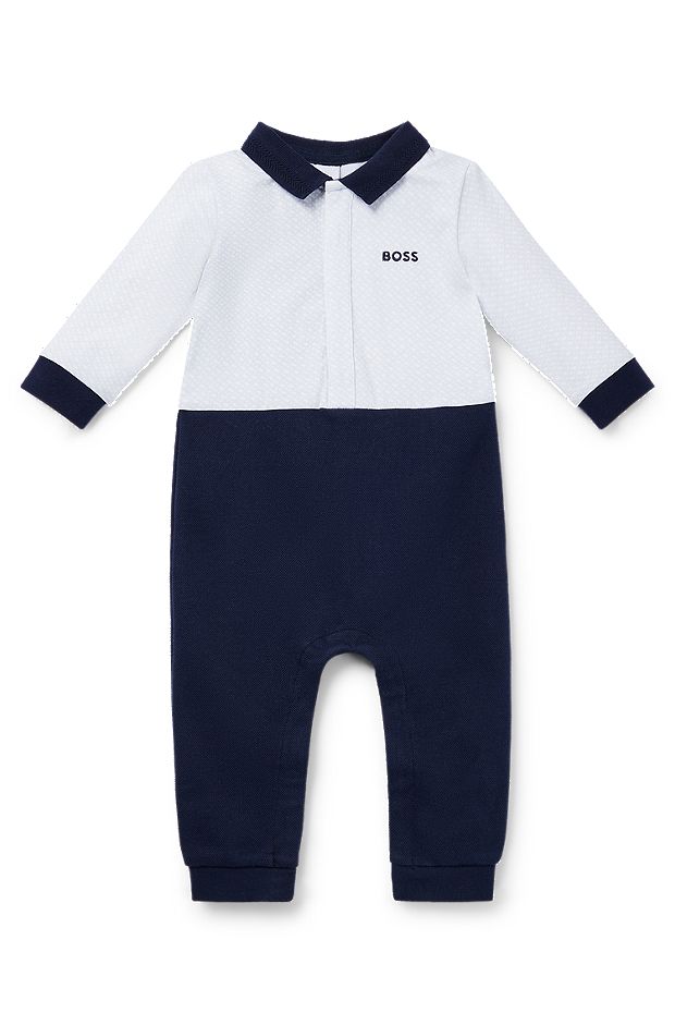 Baby all-in-one with polo collar, Dark Blue