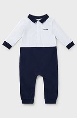Baby all-in-one with polo collar, Dark Blue