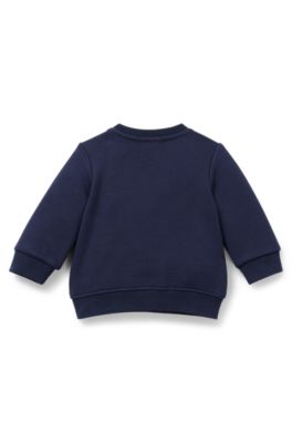 Baby sweatshirt in cotton-blend fleece with logo, Dark Blue