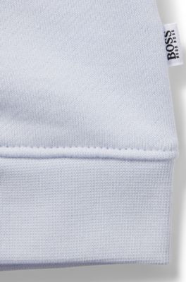 Baby cardigan in cotton-blend fleece with hood, Light Blue