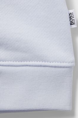 Baby cardigan in cotton-blend fleece with hood, Light Blue